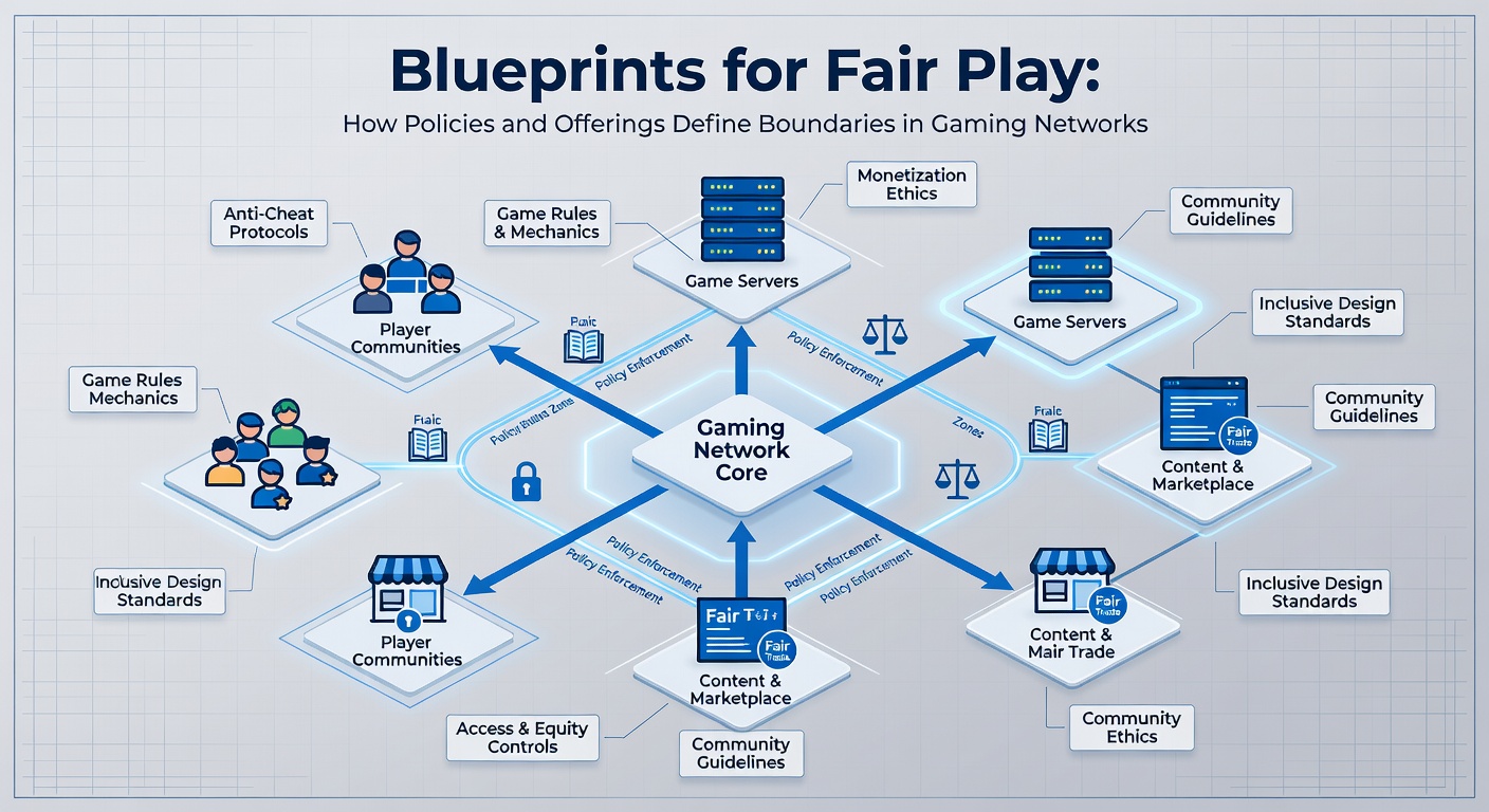 Network dashboard illustrating policy enforcement and player conduct metrics
