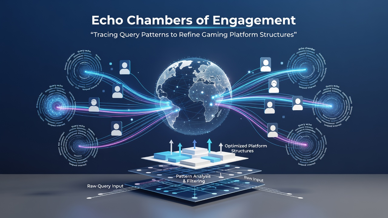 Network diagram illustrating how repeated queries create closed engagement loops in gaming communities