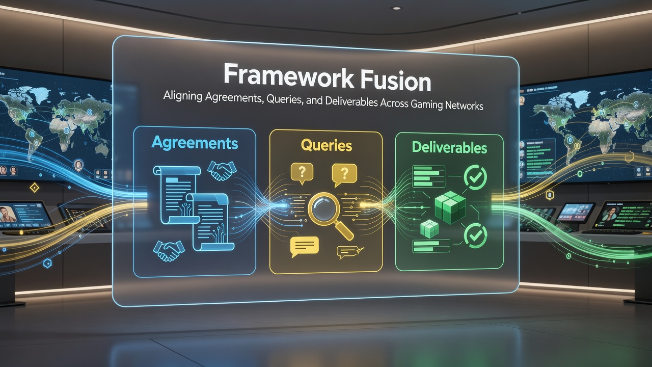 Diagram of middleware layers connecting player queries to contractual rules and content delivery systems