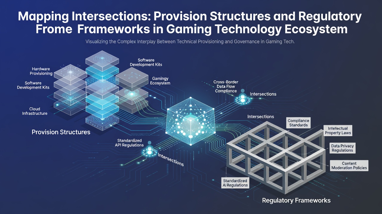 Visual representation of global gaming technology regulatory maps and service intersections